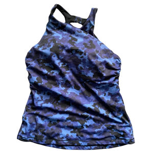 Athleta Maldives Tankini Top Blue Camouflage Size 40D /DD Underwire